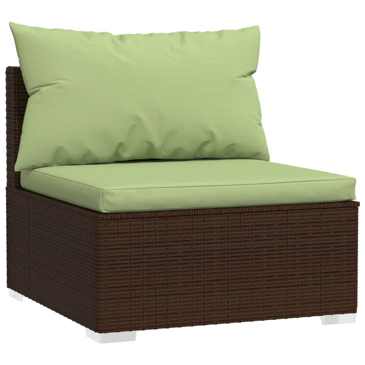 loungesæt til haven 7 dele med hynder polyrattan brun