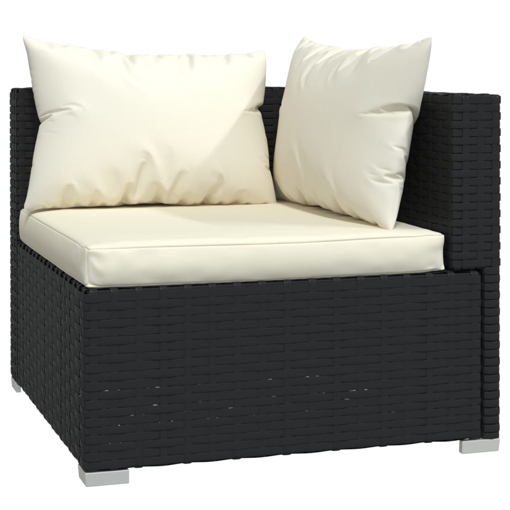 loungesæt til haven 10 dele med hynder polyrattan sort