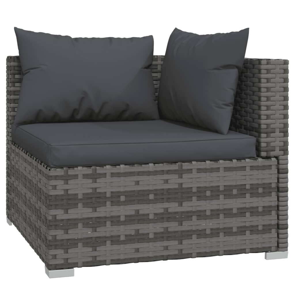 loungesæt til haven 10 dele med hynder polyrattan grå