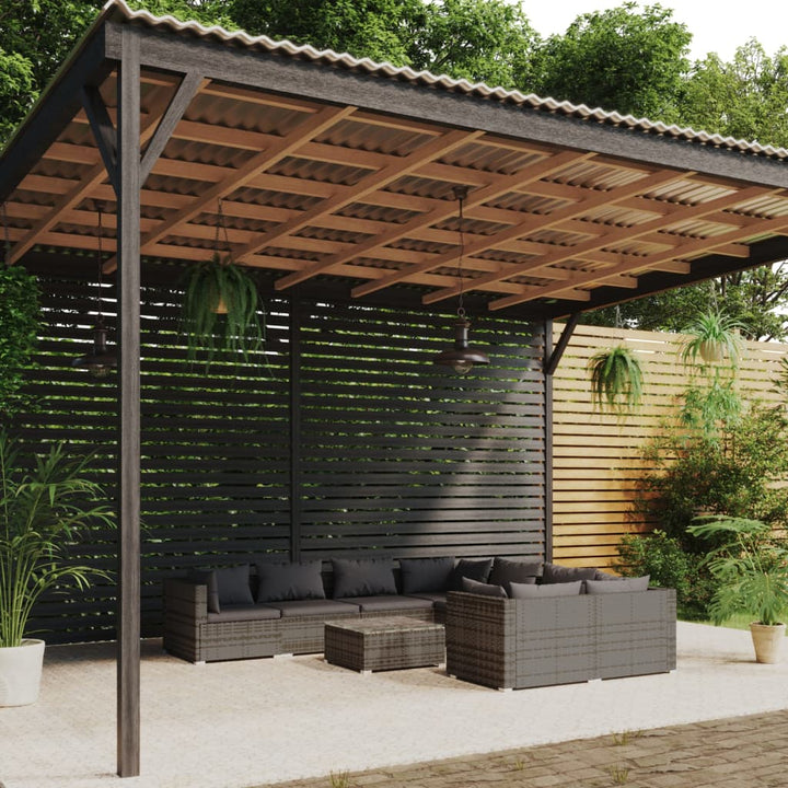 loungesæt til haven 9 dele med hynder polyrattan grå