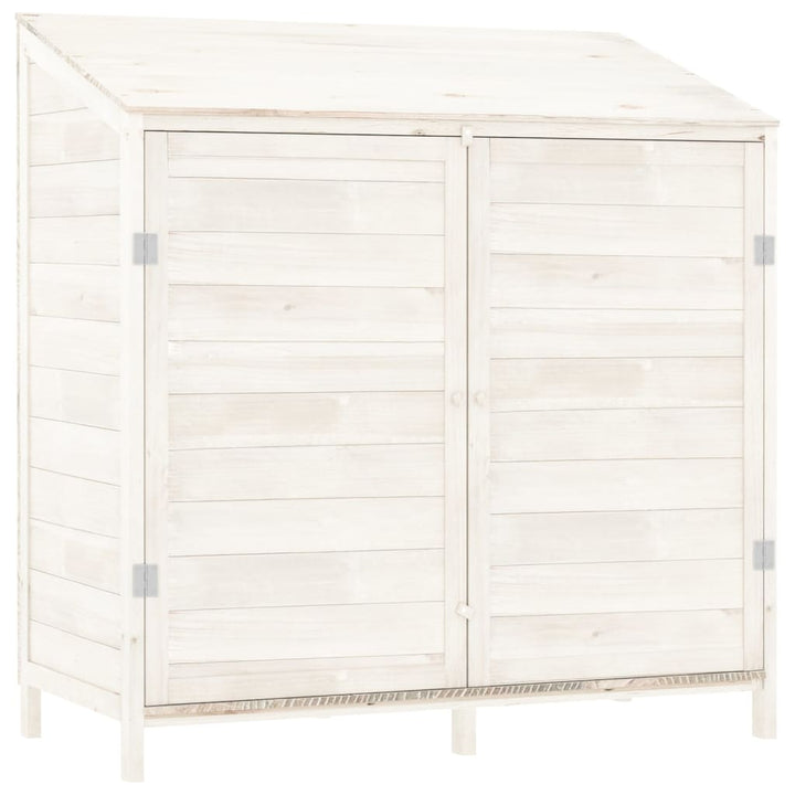 haveskur 102x52x112 cm massivt grantræ hvid