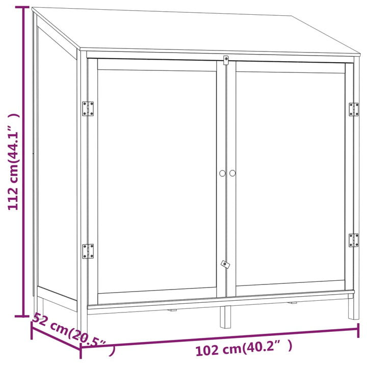 haveskur 102x52x112 cm massivt grantræ hvid