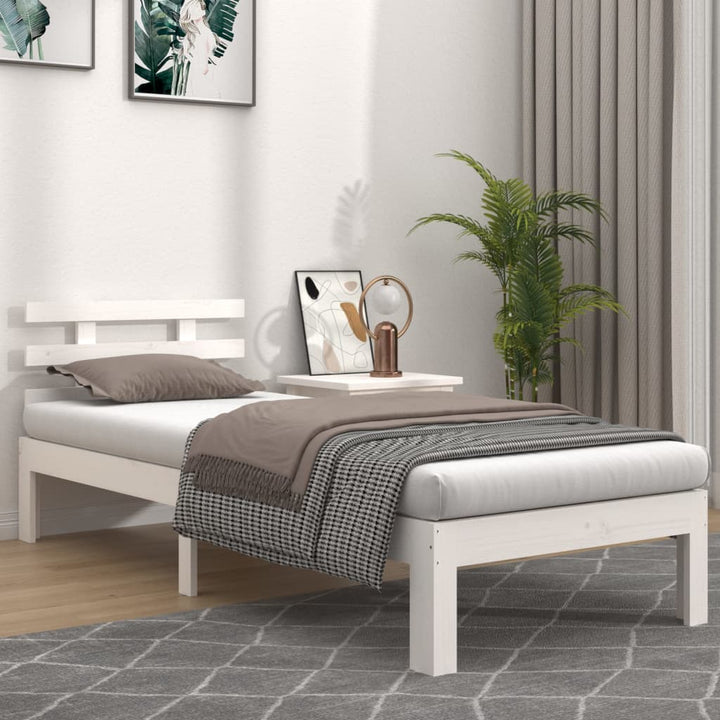 sengeramme 90x190 cm Single massivt træ hvid