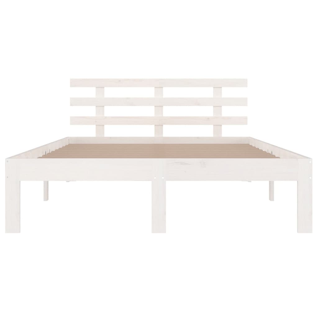 sengeramme 135x190 cm dobbelt massivt fyrretræ hvid