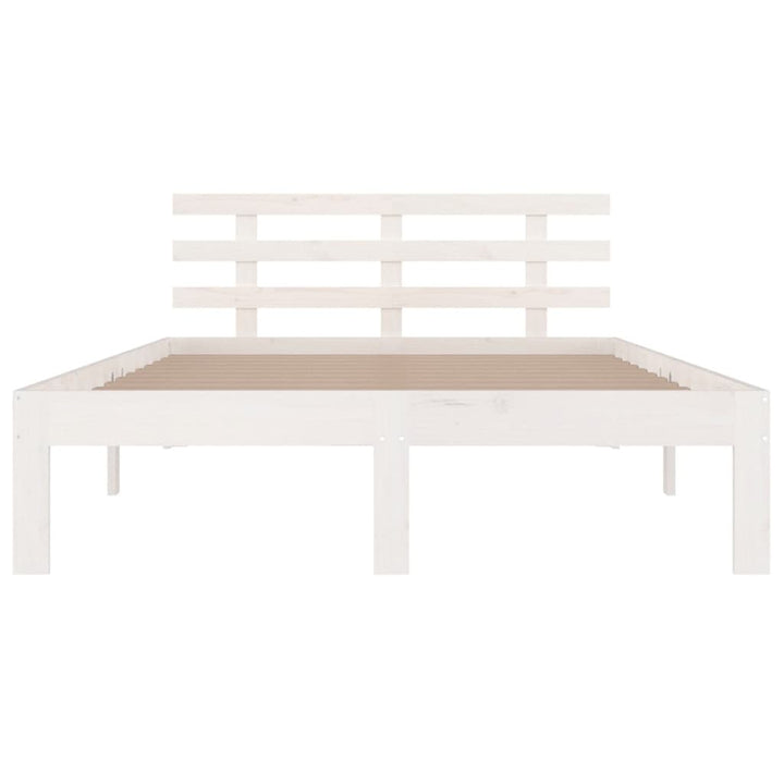 sengeramme 135x190 cm dobbelt massivt fyrretræ hvid