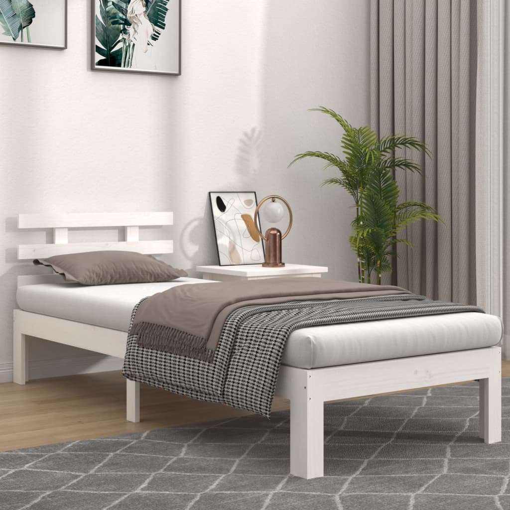 sengeramme 100x200 cm massivt fyrretræ hvid