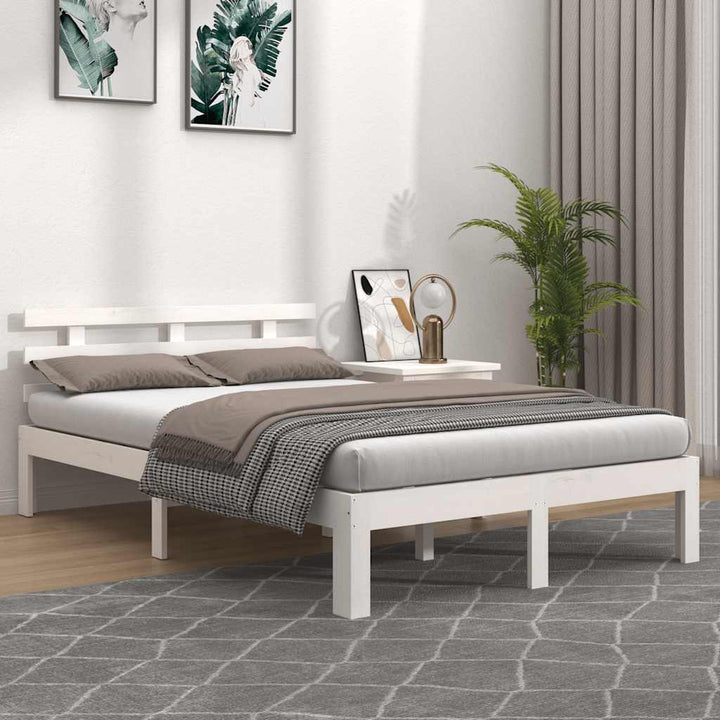 sengeramme 160x200 cm massivt træ hvid