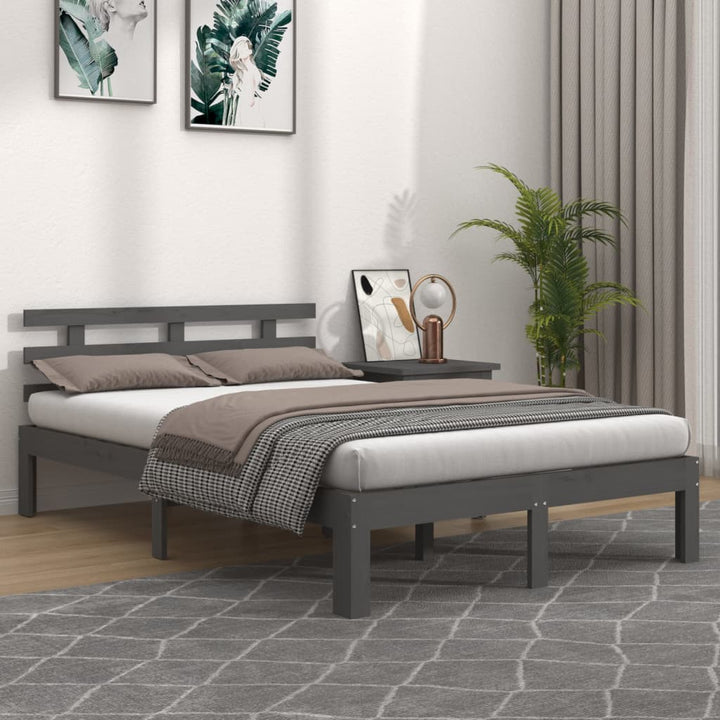 sengeramme 200x200 cm massivt træ grå