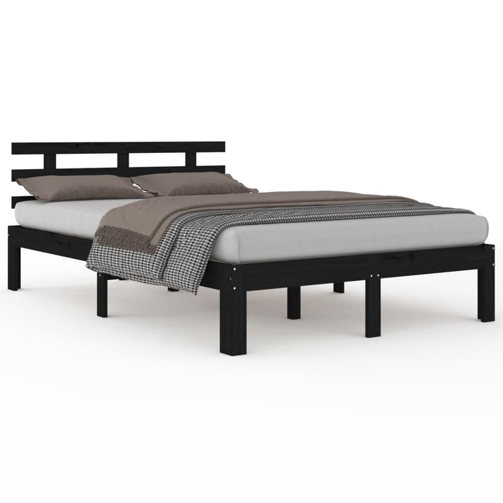 sengeramme 200x200 cm massivt træ sort
