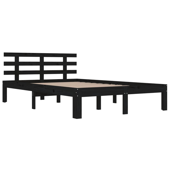 sengeramme 200x200 cm massivt træ sort