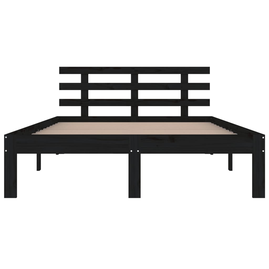 sengeramme 200x200 cm massivt træ sort