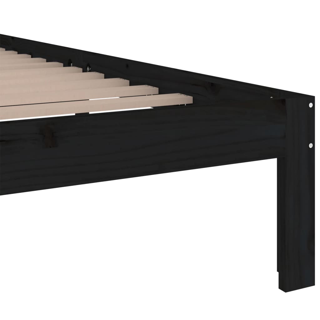 sengeramme 200x200 cm massivt træ sort