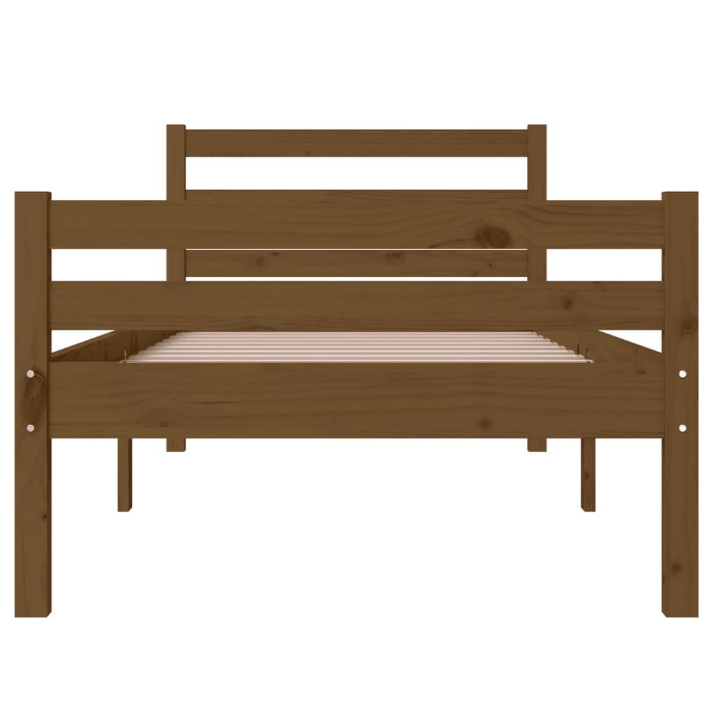 sengeramme 75x190 cm Small Single massivt træ gyldenbrun