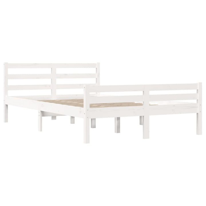 sengeramme 135x190 cm dobbelt massivt fyrretræ hvid