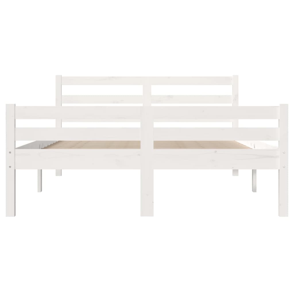 sengeramme 135x190 cm dobbelt massivt fyrretræ hvid