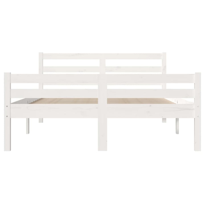 sengeramme 135x190 cm dobbelt massivt fyrretræ hvid