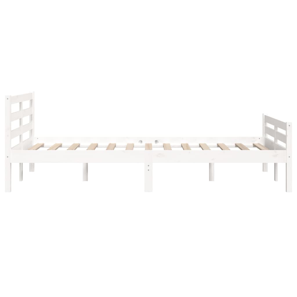 sengeramme 135x190 cm dobbelt massivt fyrretræ hvid