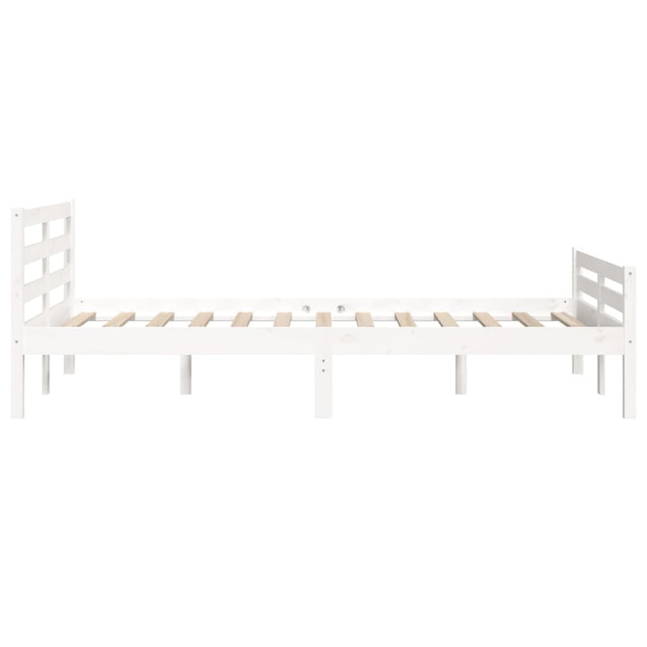 sengeramme 135x190 cm dobbelt massivt fyrretræ hvid