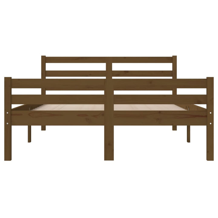 sengeramme 140x190 cm massivt træ gyldenbrun