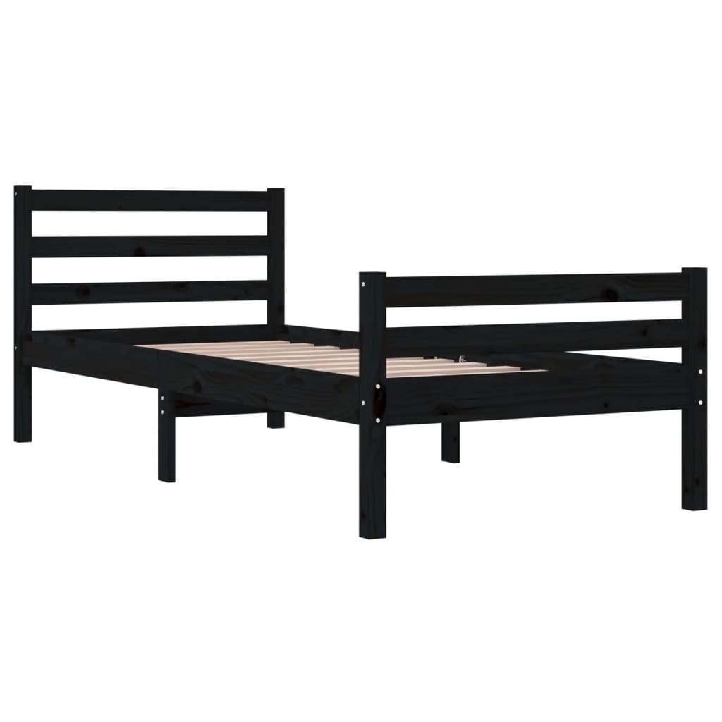 sengeramme 100x200 cm massivt træ sort