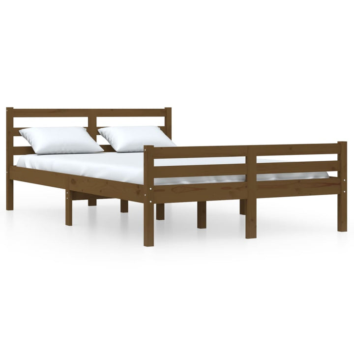 sengeramme 150x200 cm King Size massivt træ gyldenbrun