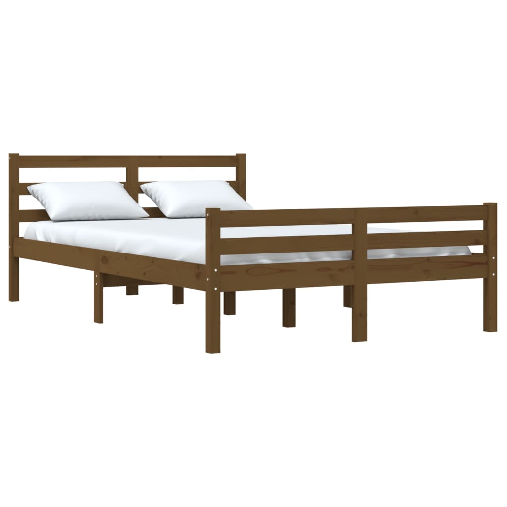 sengeramme 150x200 cm King Size massivt træ gyldenbrun