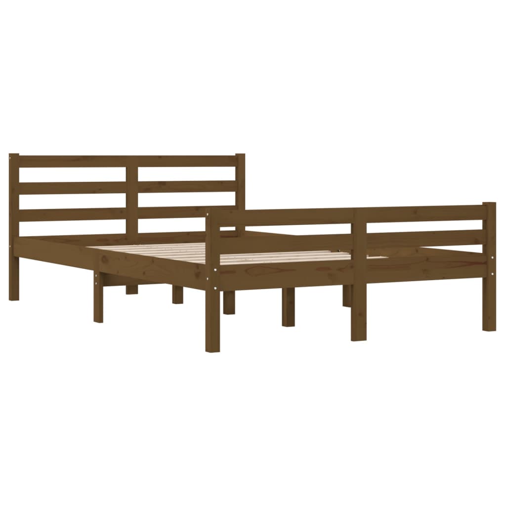 sengeramme 150x200 cm King Size massivt træ gyldenbrun