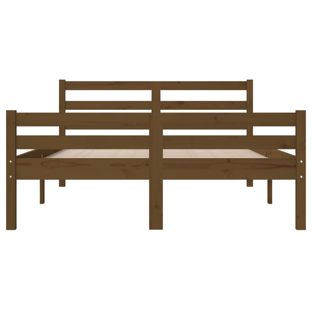 sengeramme 150x200 cm King Size massivt træ gyldenbrun