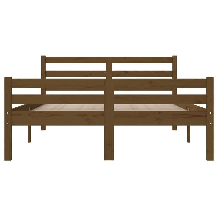 sengeramme 150x200 cm King Size massivt træ gyldenbrun
