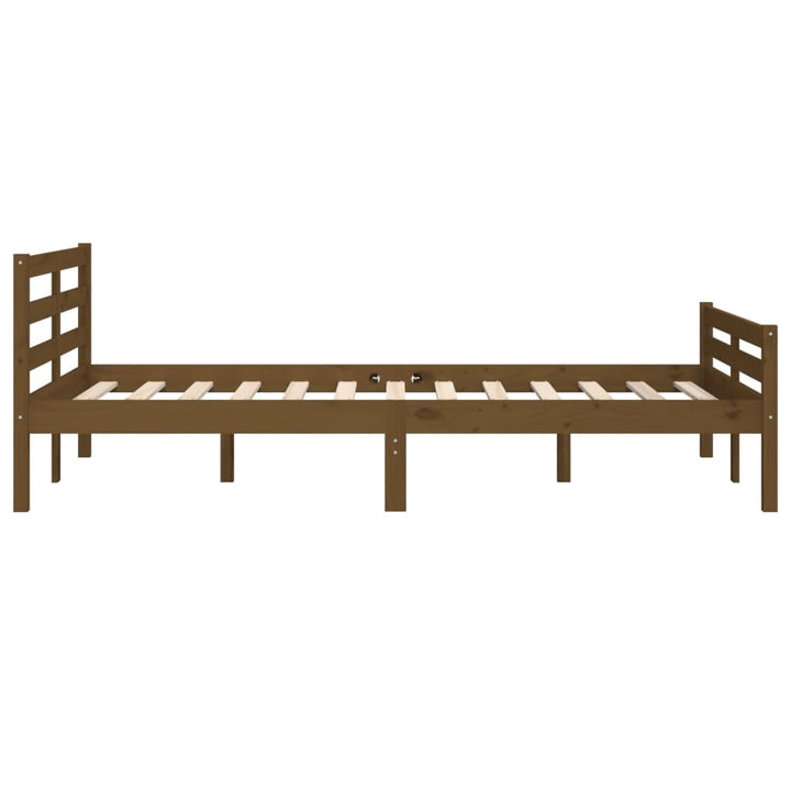 sengeramme 150x200 cm King Size massivt træ gyldenbrun