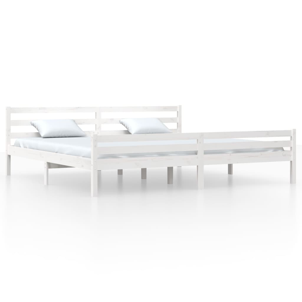 sengeramme 200x200 cm massivt træ hvid