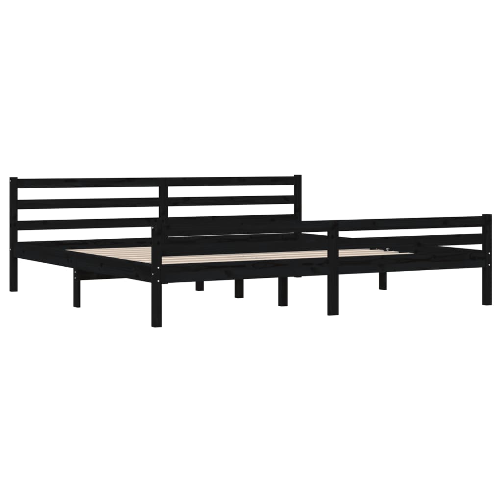 sengeramme 200x200 cm massivt træ sort