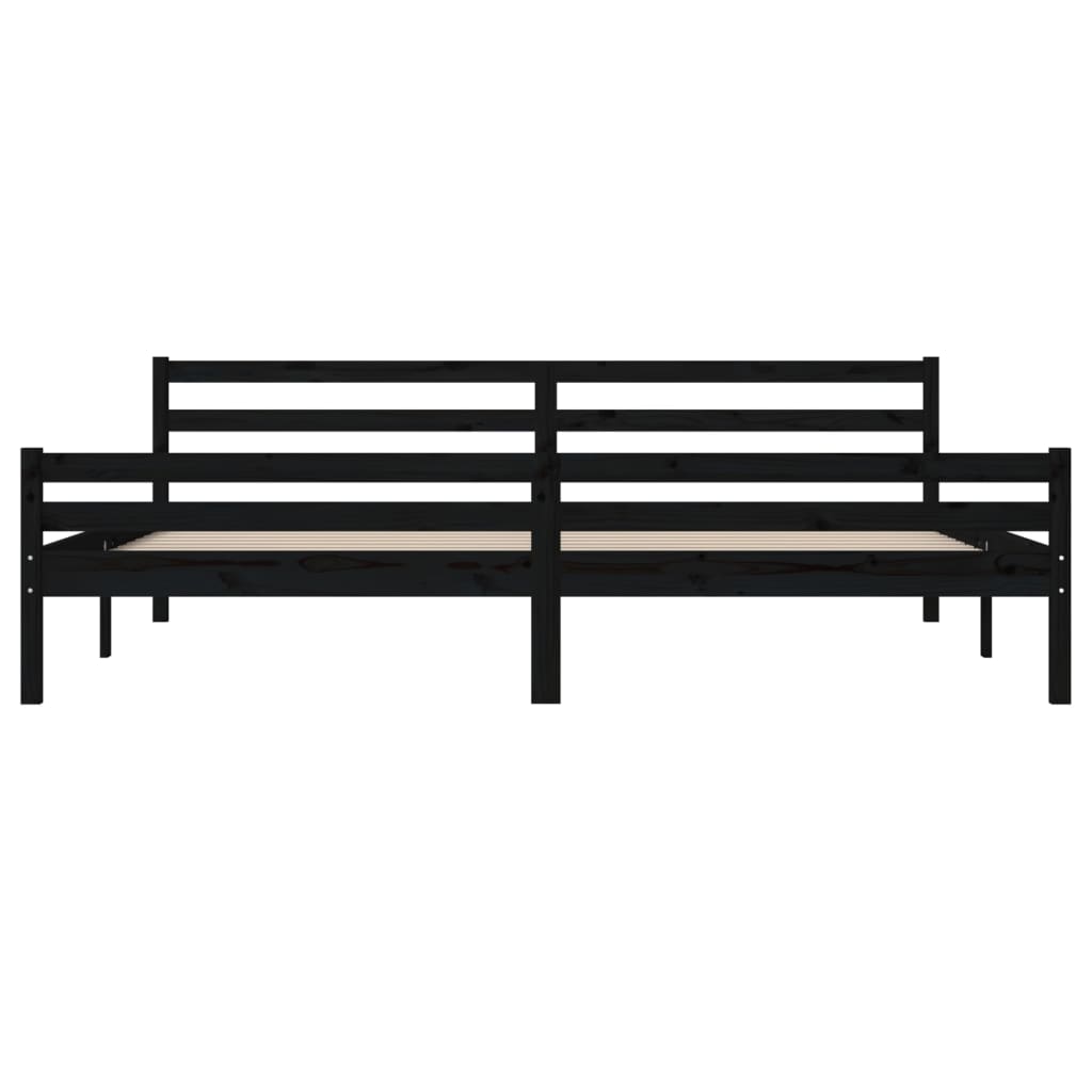 sengeramme 200x200 cm massivt træ sort