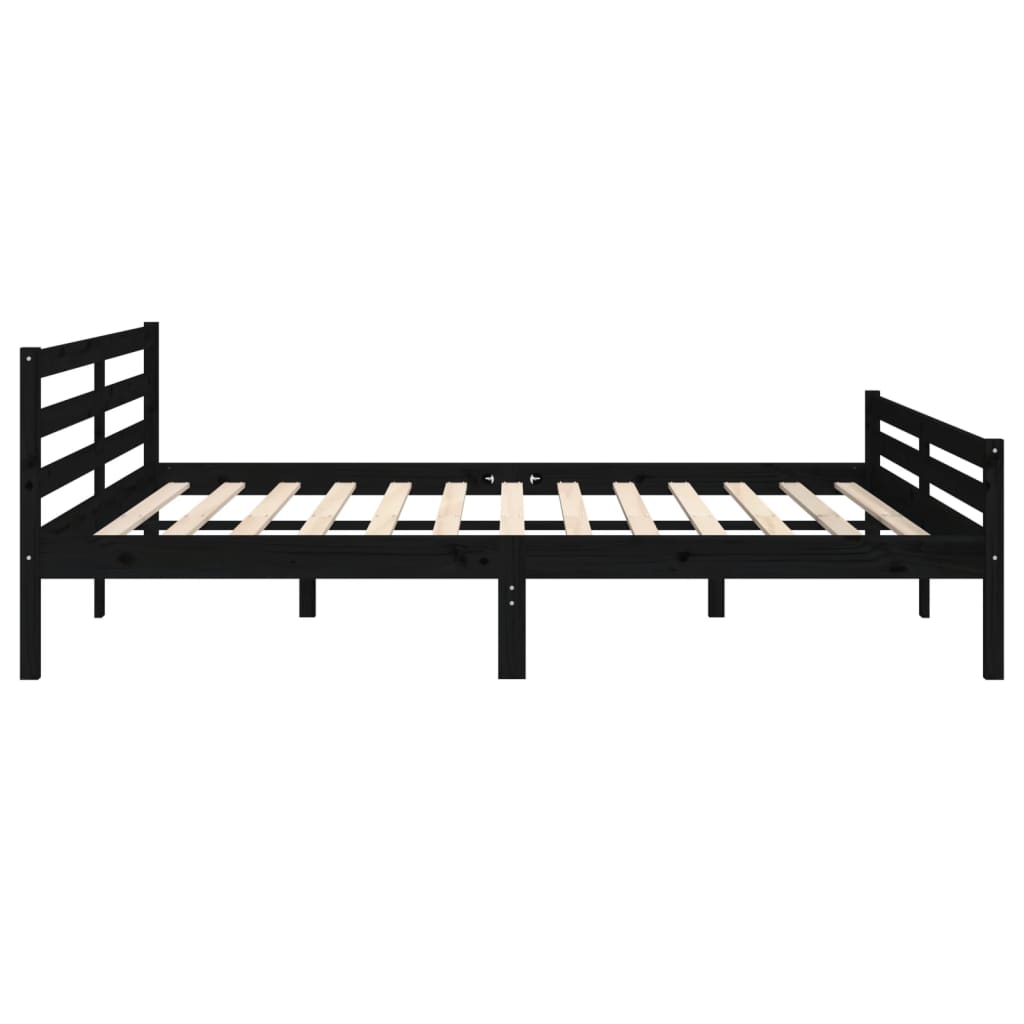 sengeramme 200x200 cm massivt træ sort