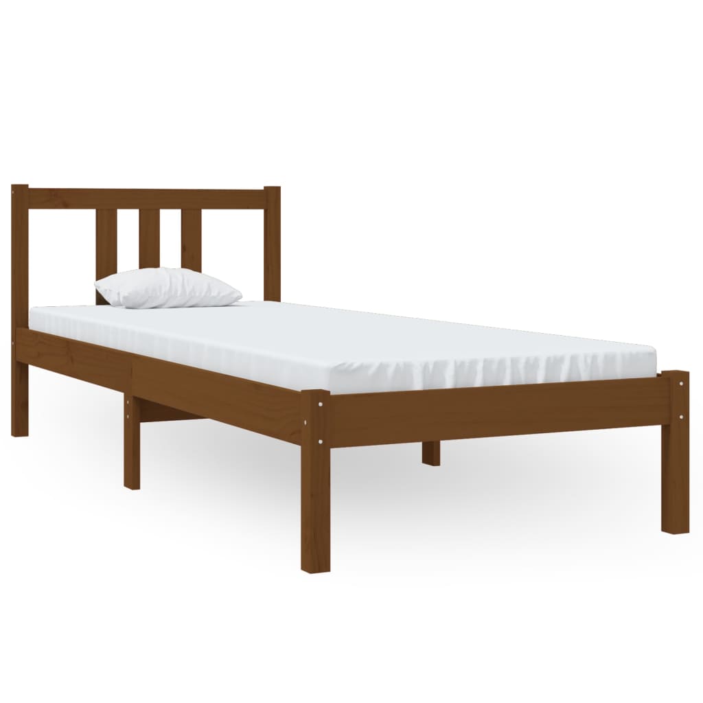 sengeramme 75x190 cm Small Single massivt træ gyldenbrun