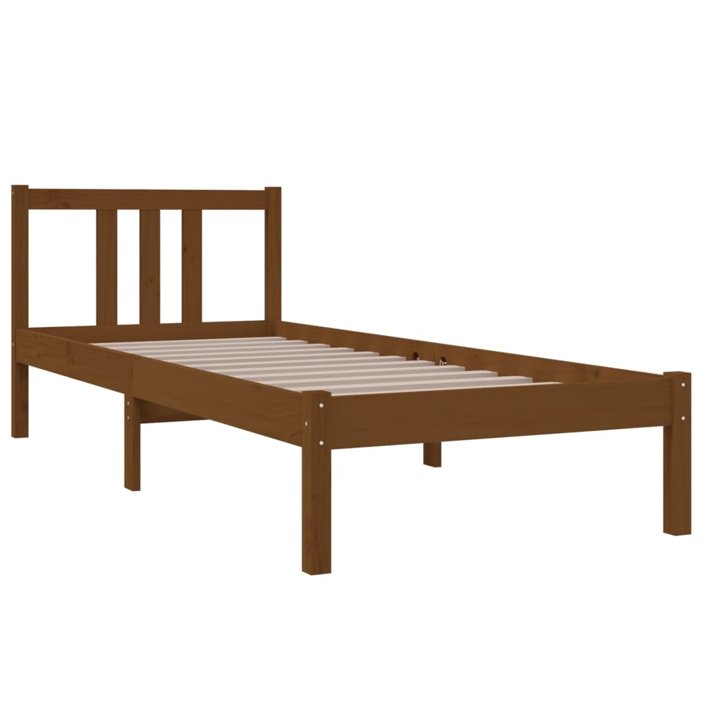 sengeramme 75x190 cm Small Single massivt træ gyldenbrun