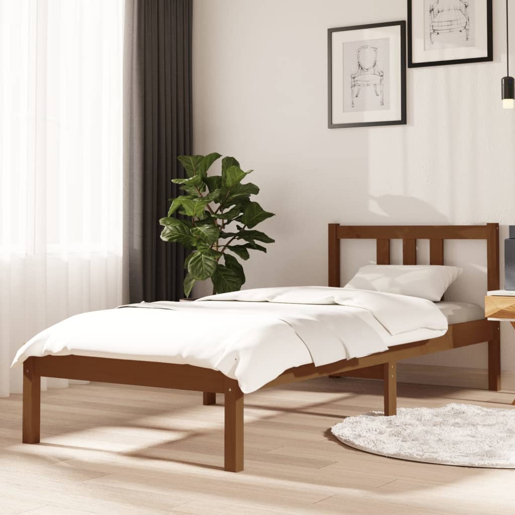 sengeramme 75x190 cm Small Single massivt træ gyldenbrun