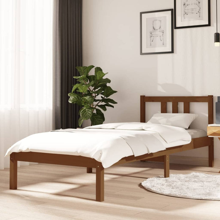 sengeramme 75x190 cm Small Single massivt træ gyldenbrun