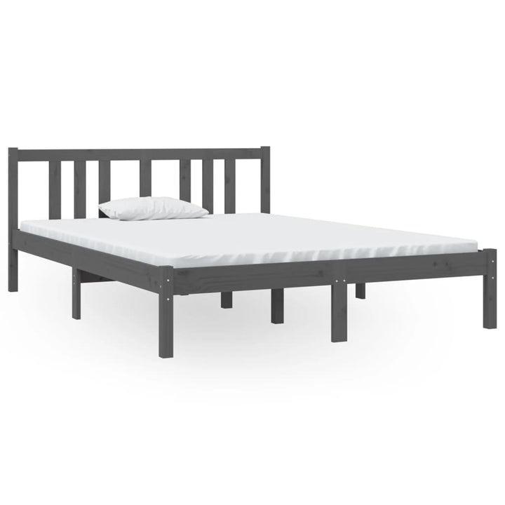 sengeramme 135x190 cm Double massivt fyrretræ grå
