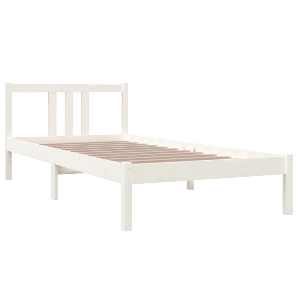 sengeramme 90x200 cm massivt fyrretræ hvid