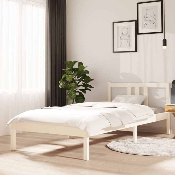 sengeramme 90x200 cm massivt fyrretræ hvid