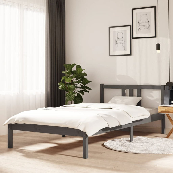 sengeramme 100x200 cm massivt træ grå
