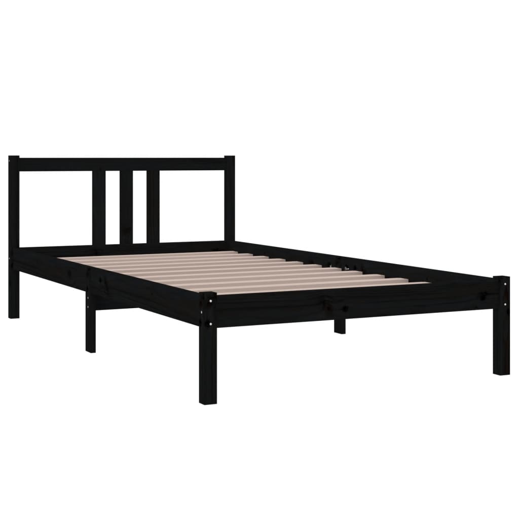sengeramme 100x200 cm massivt træ sort