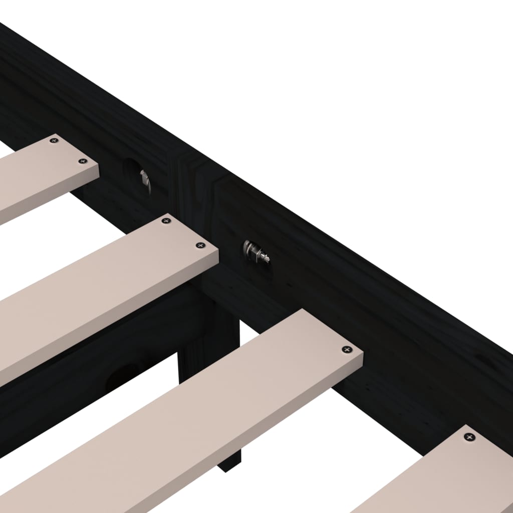 sengeramme 100x200 cm massivt træ sort