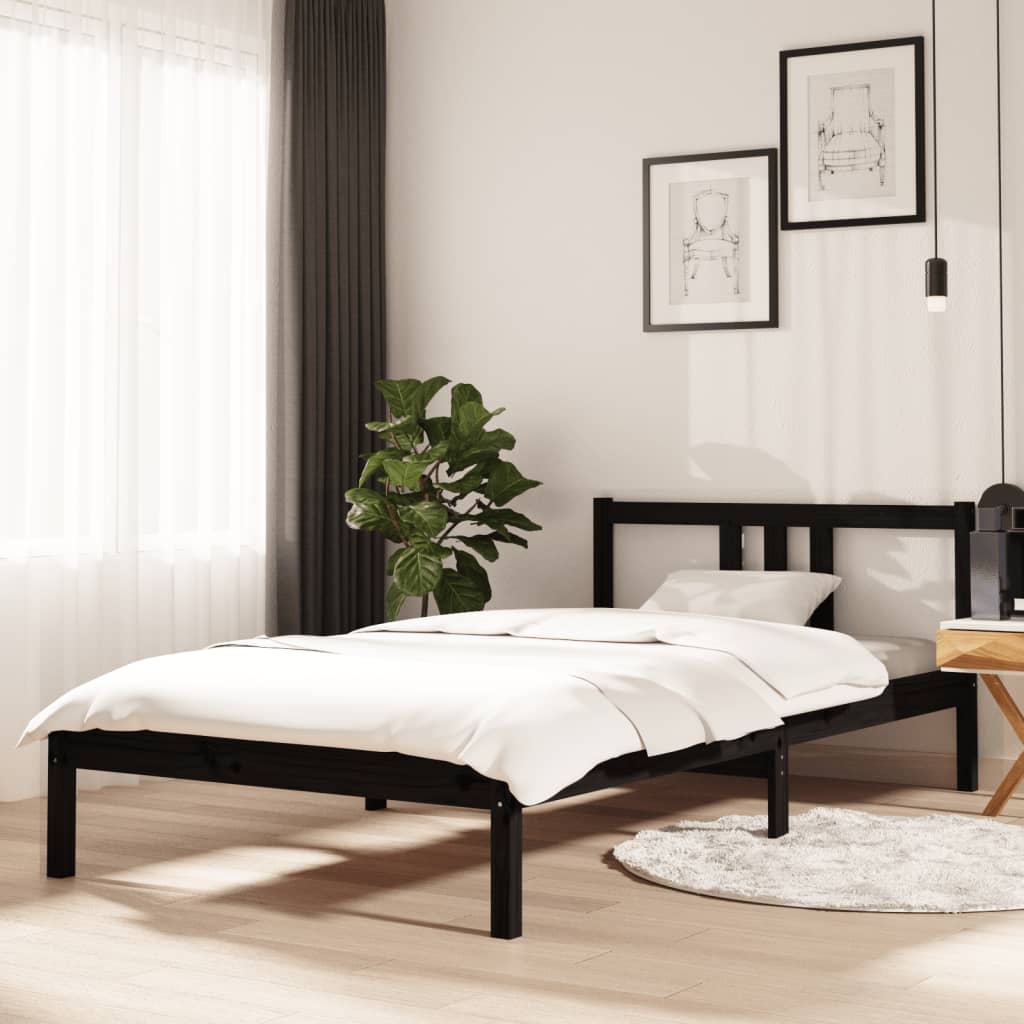 sengeramme 100x200 cm massivt træ sort