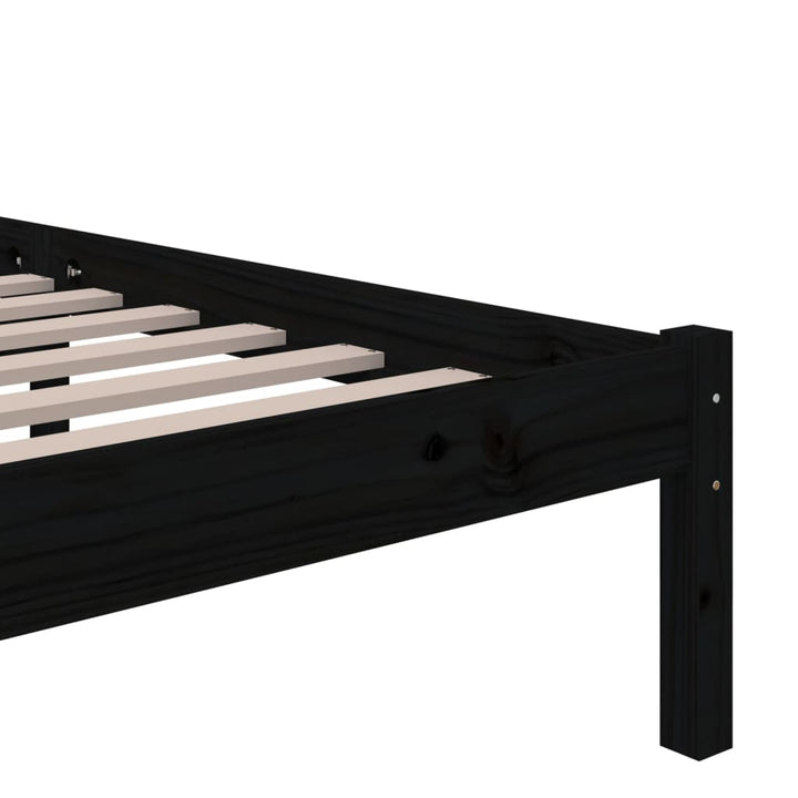 sengeramme 150x200 cm King Size massivt træ sort