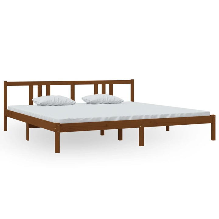 sengeramme 200x200 cm massivt træ gyldenbrun