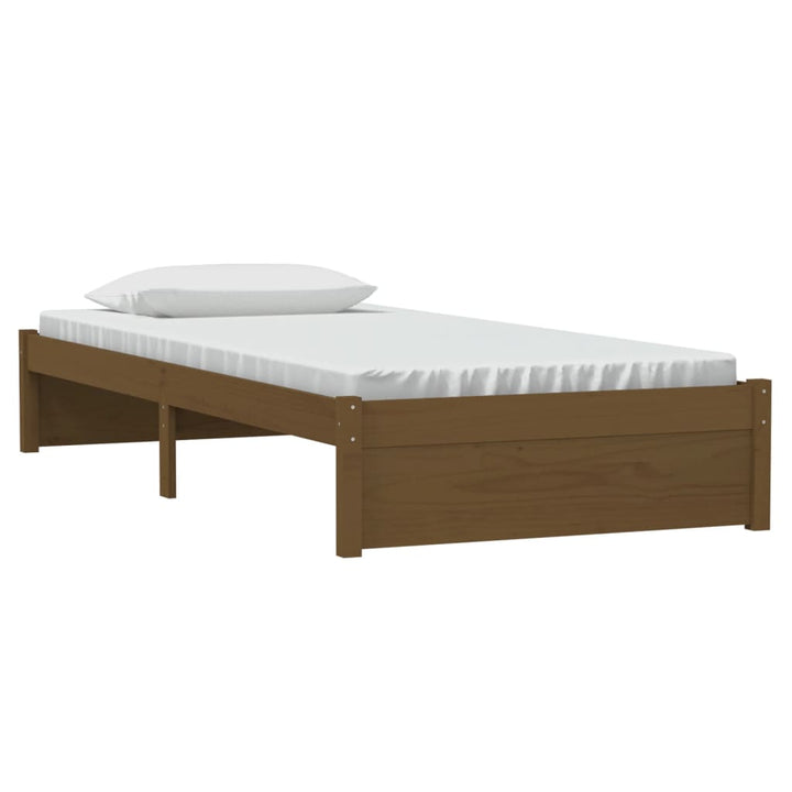 sengeramme 90x190 cm Single massivt træ gyldenbrun