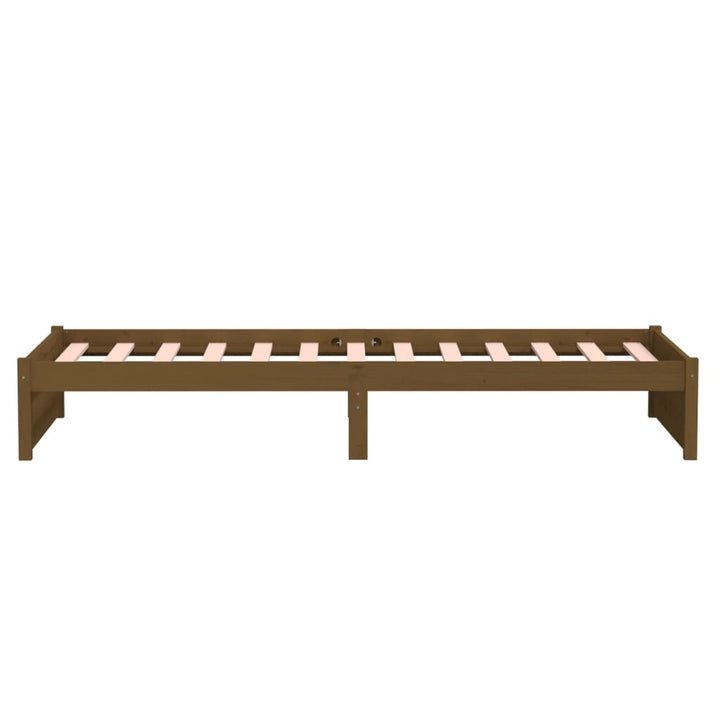 sengeramme 90x190 cm Single massivt træ gyldenbrun