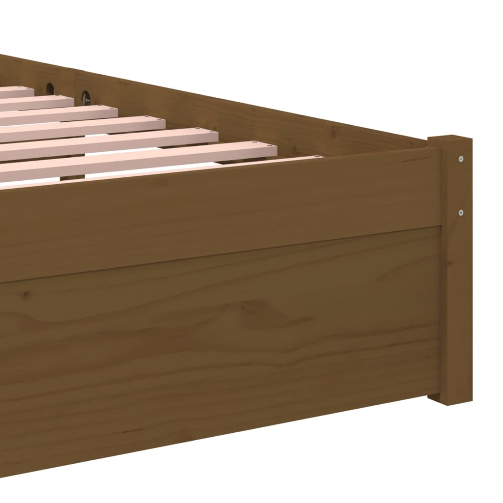 sengeramme 90x190 cm Single massivt træ gyldenbrun